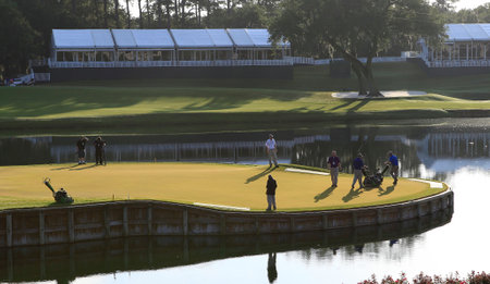 PONTE VEDRA GOLF COURSE, FLORIDA, MAY 20 , 2012 : Hole 17 at The Players championship, on practice day, PGA Tour, Ponte Vedra, Florida, USA, May 20, 2012のeditorial素材