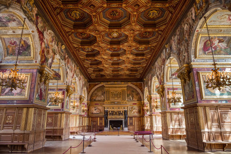 FONTAINEBLEAU  FRANCE  APRIL 16 ,  interiors and details of castle of Fontainebleau, France, APRIL 16, 2013 in Fontainebleau, Franceのeditorial素材