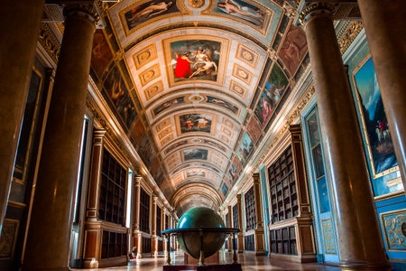 FONTAINEBLEAU  FRANCE  APRIL 16 ,  interiors and details of castle of Fontainebleau, France, APRIL 16, 2013 in Fontainebleau, Franceのeditorial素材