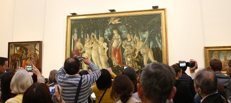 FLORENCE, ITALY, OCTOBER 25, 2015 : interiors and details of the Uffizi, october 25, 2015 in Florence, Italyのeditorial素材