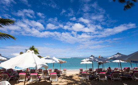 LA SALINE, LA REUNION, FRANCE, MAY 02 :  La Saline beach, La Reunion island, Indian Ocean, may 02, 2016, in Saint Gilles, La Reunion, Franceのeditorial素材