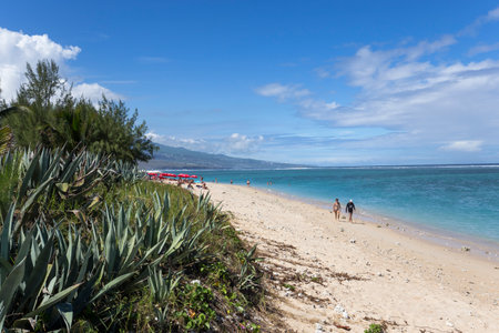 LA SALINE, LA REUNION, FRANCE, MAY 02 :  La Saline beach, La Reunion island, Indian Ocean, may 02, 2016, in Saint Gilles, La Reunion, Franceのeditorial素材