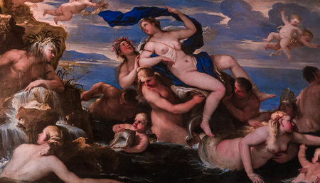 STRESA, ITALY, MAY 28, 2019 : interiors of palazzo Borromeo, isola bella, lake maggiore, may 28, 2019, in Stresa, italyのeditorial素材