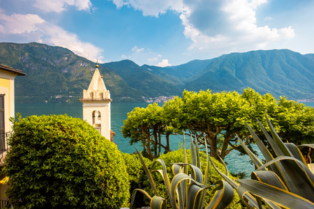 LENNO, ITALY, JUNE 04, 2019 : exteriors of villa del Balbianello, on lake Como, june 04, 2019, in Lenno, italyのeditorial素材