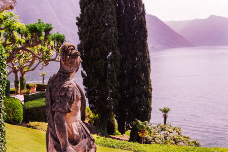 LENNO, ITALY, JUNE 04, 2019 : exteriors of villa del Balbianello, on lake Como, june 04, 2019, in Lenno, italyのeditorial素材