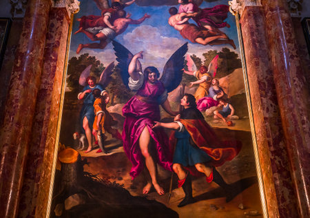 VENICE, ITALY, APRIL 23, 2018 : interiors and architectural details of chiesa I Gesuiti, april 23, 2018,  in Venice, italyのeditorial素材