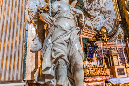 ROME, ITALY, JUNE 16, 2015 : interiors and architectural details of  sant  Ignazio church, june 16, 2015, in Rome, Italyのeditorial素材