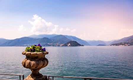 VARENNA, ITALY, JUNE 05, 2019 : exteriors and gardens of villa Monastero, on lake Como, june 05, 2019, in Varenna, italyのeditorial素材