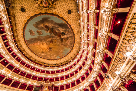 NAPLES, ITALY , MAY 16, 2014, Teatro di San Carlo, Naples opera house, May 16, 2014,  in  Naples, Italy.のeditorial素材