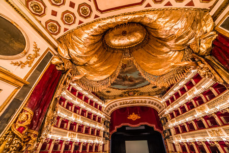 NAPLES, ITALY , MAY 16, 2014, Teatro di San Carlo, Naples opera house, May 16, 2014,  in  Naples, Italy.のeditorial素材