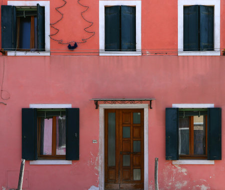 BURANO, ITALY, APRIL 24, 2018 : colorful houses in the island of Burano, april 24, 2018,  in Burano, Venice, italyのeditorial素材