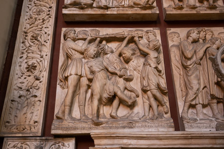 PARIS, FRANCE, SEPTEMBER 21, 2019 : interiors and decors of the Ecole des Beaux Arts, september 21, 2019, in Paris, Franceのeditorial素材