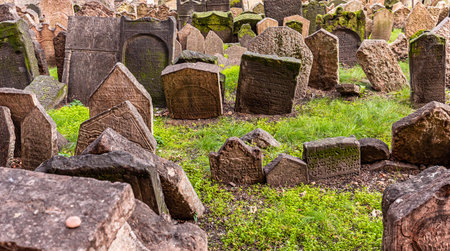 PRAGUE, CZECH REPUBLIC, SEPTEMBER 11 : old jewish cemetery, september 11, 2019 in Prague, czech republicのeditorial素材