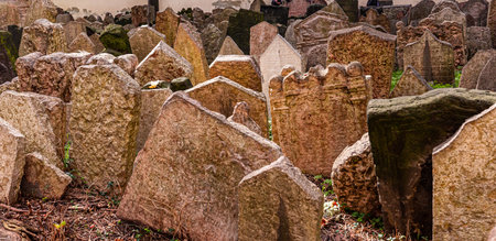 PRAGUE, CZECH REPUBLIC, SEPTEMBER 11 : old jewish cemetery, september 11, 2019 in Prague, czech republicのeditorial素材