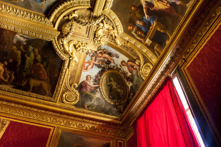 VERSAILLES FRANCE  JULY 06 : Interiors, architectural details an ceilings of the Chateau de Versailles, near Paris, France.  JULY 06, 2013 in Versailles, Franceのeditorial素材