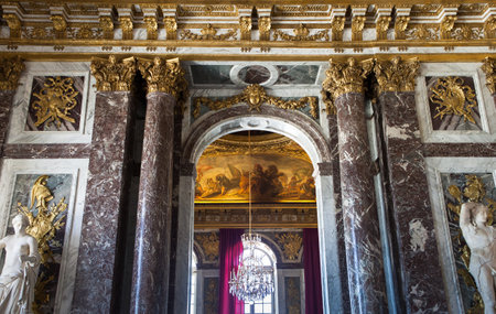 VERSAILLES FRANCE  JULY 06 : Interiors, architectural details an ceilings of the Chateau de Versailles, near Paris, France.  JULY 06, 2013 in Versailles, Franceのeditorial素材