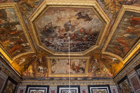 VERSAILLES FRANCE  JULY 06 : Interiors, architectural details an ceilings of the Chateau de Versailles, near Paris, France.  JULY 06, 2013 in Versailles, Franceのeditorial素材