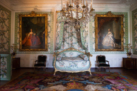 VERSAILLES FRANCE  JULY 06 : Interiors, architectural details an ceilings of the Chateau de Versailles, near Paris, France.  JULY 06, 2013 in Versailles, Franceのeditorial素材