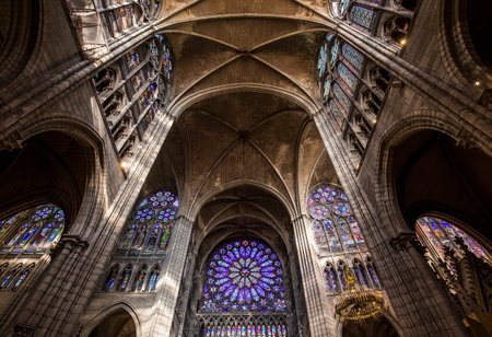 SAINT-DENIS, FRANCE  FEBRUARY 12, 2015 : interiors and details of basilica saint-denis,  necropolis of french monarchs, February, 12, 2015 in Saint-Denis, near Paris, France.のeditorial素材