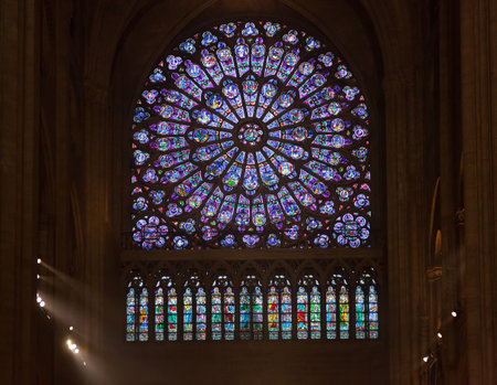 PARIS,  FEBRUARY 15 : interiors of the cathedral Notre Dame de Paris on FEBRUARY 15, 2013 in Paris, Franceのeditorial素材