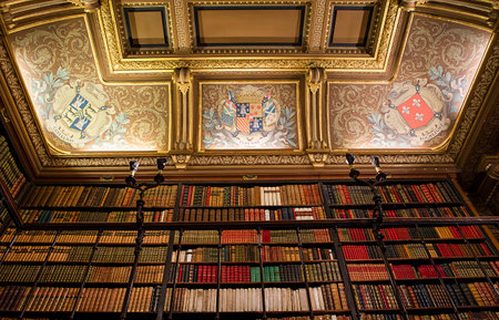 CHANTILLY, FRANCE NOVEMBER 15, 2013 : Interiors, painted roofs, and architectural details of Chateau de Chantilly,  November 15, 2013 in Chantilly, Oise, France.のeditorial素材