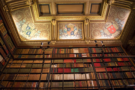 CHANTILLY, FRANCE NOVEMBER 15, 2013 : Interiors, painted roofs, and architectural details of Chateau de Chantilly,  November 15, 2013 in Chantilly, Oise, France.のeditorial素材