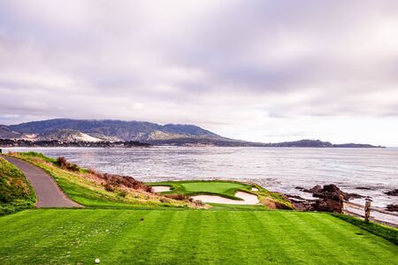 Pebble Beach golf course, Monterey, California, usaの写真素材