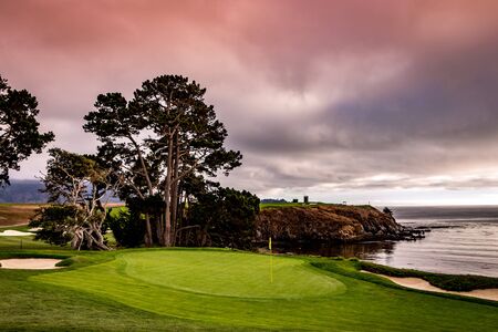 Pebble Beach golf course, Monterey, California, usaの写真素材