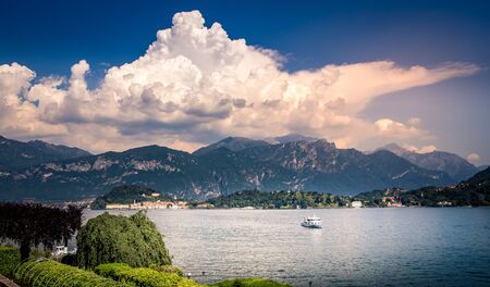 wiew of lake Como, near Bellagio, piedmonte, italyの写真素材