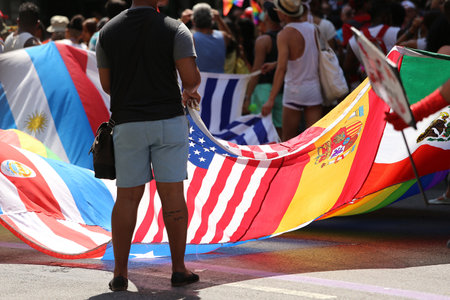 NEW YORK CITY  USA  JUNE 29 : group marching for gay rights at The Gay Pride parade 2014 in New York city, USA, JUNE 29, 2014のeditorial素材