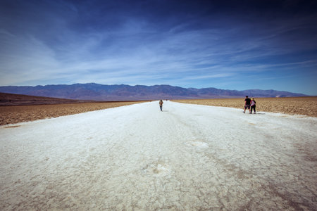 DEATH VALLEY, CALIFORNIA, USA, APRIL 10, 2015 : Badwater basin in death valley national park, california, united statesのeditorial素材