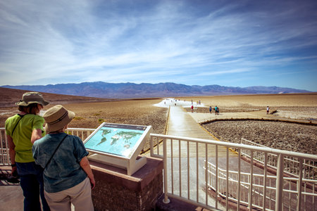 DEATH VALLEY, CALIFORNIA, USA, APRIL 10, 2015 : Badwater basin in death valley national park, california, united statesのeditorial素材