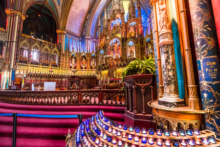 MONTREAL, CANADA, OCTOBER 03, 2016 : interiors and details of Notre Dame basilica, october 03, 2016 in Montreal, quebec, Canadaのeditorial素材