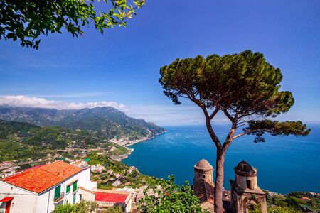 Coastline in Ravello, over the gulf of Salerno, Amalfi coast, italyの写真素材