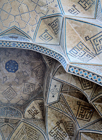 ISFAHAN, IRAN, APRIL 15, 2015 : islamic persian mosaic in Jameh Mosque of Isfahan, april 15, 2015 in isfahan, iranのeditorial素材