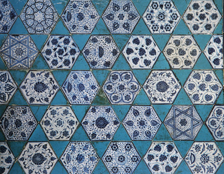 Islamic ceramic decor on a wallのeditorial素材