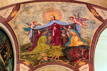 PRAGUE, CZECH REPUBLIC, SEPTEMBER 08 : architectural details of Loreta church, september 08, 2019 in Prague, czech republicのeditorial素材