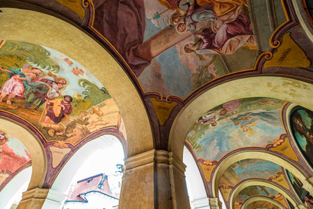 PRAGUE, CZECH REPUBLIC, SEPTEMBER 08 : architectural details of Loreta church, september 08, 2019 in Prague, czech republicのeditorial素材