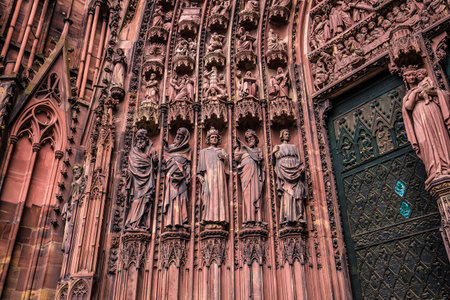 STRASBOURG, FRANCE, SEPTEMBER 03,  2018 : exteriors and details of Saint Etienne cathedral, september 03, 2018, in  strasbourg, Franceのeditorial素材