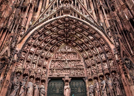 STRASBOURG, FRANCE, SEPTEMBER 03,  2018 : exteriors and details of Saint Etienne cathedral, september 03, 2018, in  strasbourg, Franceのeditorial素材