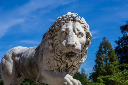 COMPIEGNE, FRANCE, AUGUST 13, 2016 : exteriors and statues in gardens of chateau de Compiegne, august 13, 2016 in Compiegne, Oise, Franceのeditorial素材