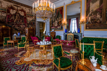 COMPIEGNE, FRANCE, AUGUST 13, 2016 : interiors and details of chateau de Compiegne, august 13, 2016 in Compiegne, Oise, Franceのeditorial素材