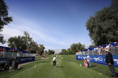 RANCHO MIRAGE, CALIFORNIA - APRIL 01, 2015 : Pornanong Phatlum of malaysia at the ANA inspiration golf tournament on LPGA Tour, April 01, 2015 at The Mission Hills country club, Rancho Mirage, Californiaのeditorial素材