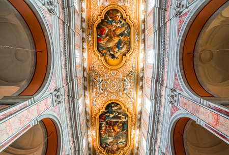 SORRENTO, ITALY, MAY 12, 2014 : Interiors and details of the Duomo, cathedral of Naples, built 14th century for saint Januarius, camapnia, Italy, May 12, 2014,  in Sorrento, Italyのeditorial素材