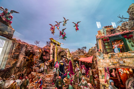 SORRENTO, ITALY, MAY 12, 2014 : Interiors and details of the Duomo, cathedral of Naples, built 14th century for saint Januarius, camapnia, Italy, May 12, 2014,  in Sorrento, Italyのeditorial素材