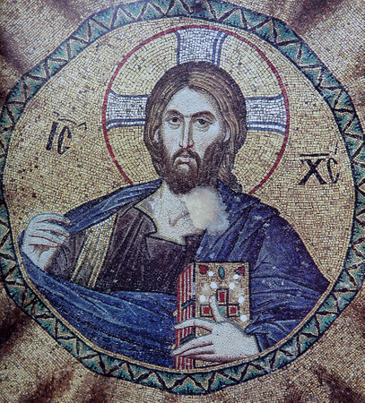 PALERMO, SICILY, DECEMBER 02, 2015 : Byzantine mosaic in Palatine chapel, palace of the normans, december 02, 2015,  in  Palermo, Sicily, italyのeditorial素材