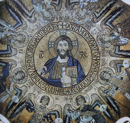 PALERMO, SICILY, DECEMBER 02, 2015 : Byzantine mosaic in Palatine chapel, palace of the normans, december 02, 2015,  in  Palermo, Sicily, italyのeditorial素材