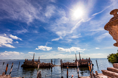 MIAMI, FLORIDA, USA, NOVEMBER 27, 2019 : exteriors and gardens of villa Vizcaya, in Miami, Florida, united states, november 27, 2019のeditorial素材