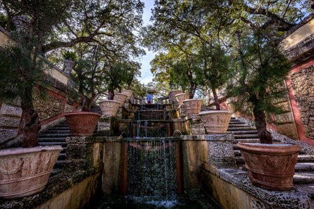 MIAMI, FLORIDA, USA, NOVEMBER 27, 2019 : exteriors and gardens of villa Vizcaya, in Miami, Florida, united states, november 27, 2019のeditorial素材
