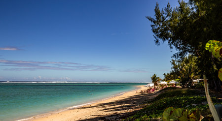 SAINT GILLES, LA REUNION, FRANCE, MAY 02 :  Saint gilles beach, La Reunion island, Indian Ocean, may 02, 2016, in Saint Gilles, La Reunion, Franceのeditorial素材